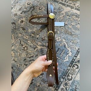 Brown Leather Horse headstall with Silver Accents